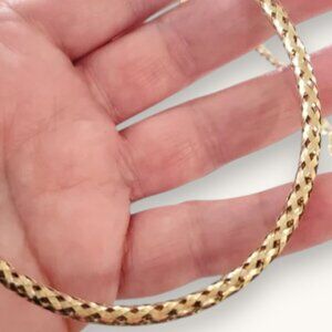 14K Yellow Gold Milor Italy Round Lattice Omega Chain Necklace